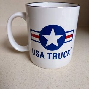 USA Truck White Ceramic Mug With Gold Rim